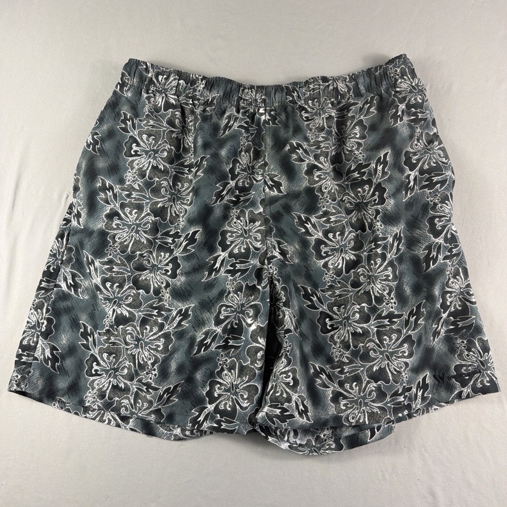White Sierra grey hawaiian print lined swim trunks shorts, men's xl